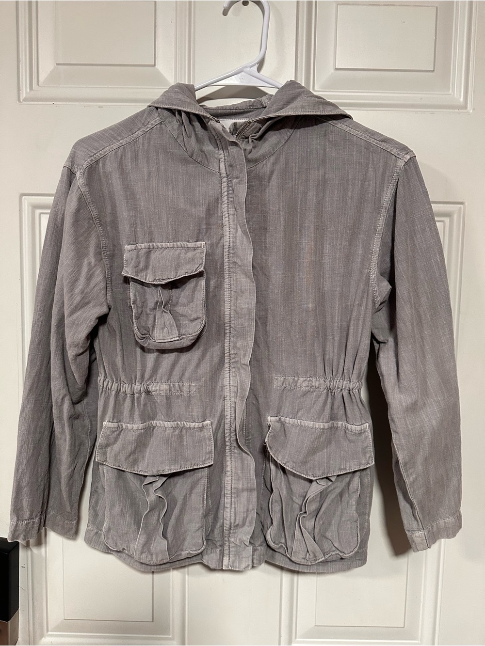 Zara Kids Light Gray Hooded Jacket with Front Pockets